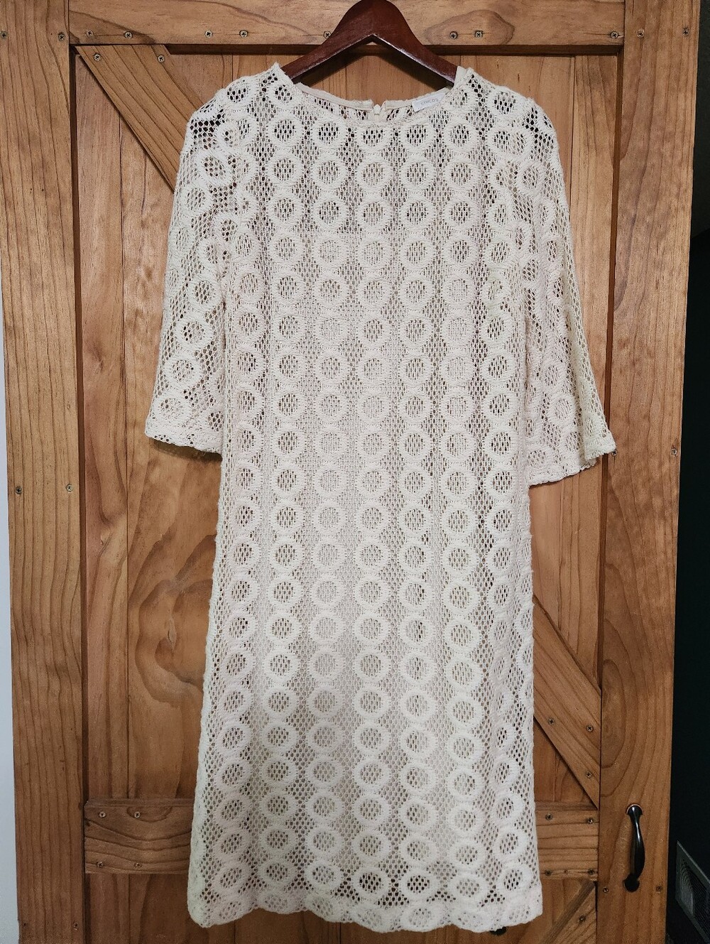 Chico's White Crochet Shift Dress Slip Boho Cottage Core Sz 0